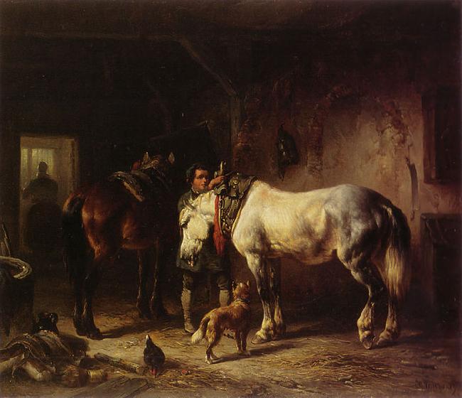Wouterus Verschuur Saddling the horses Norge oil painting art